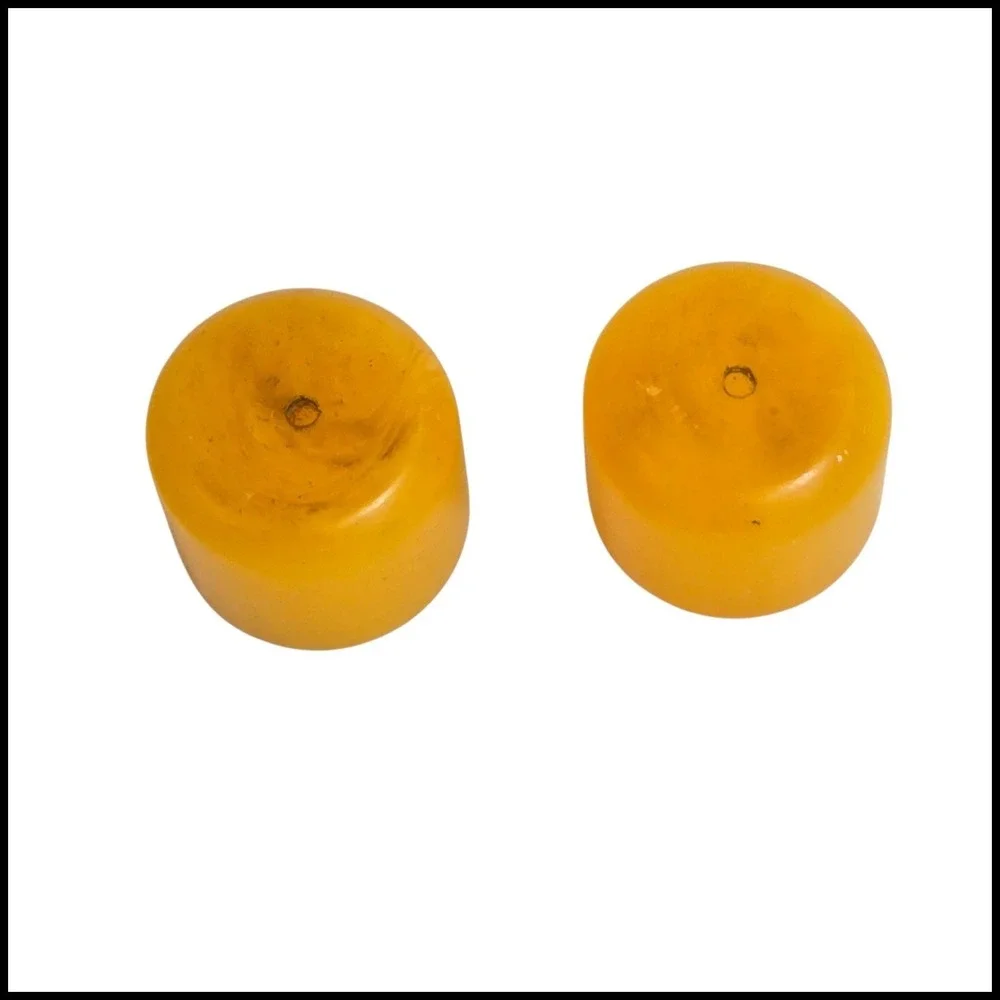 Lot 2 Large Antique Butterscotch Swirl Faux Amber Bakelite Barrel‎ Beads 18.8mm